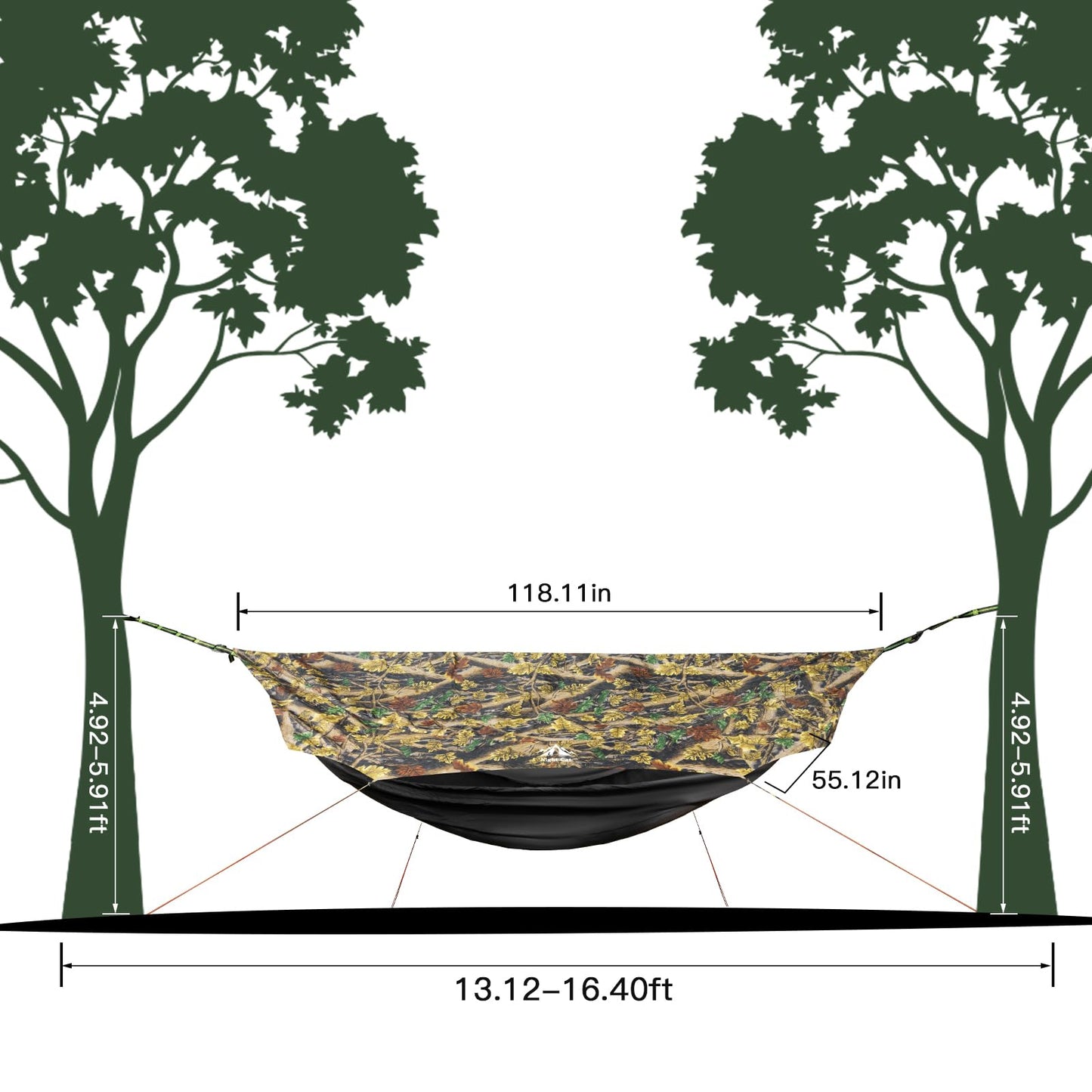 Night Cat Camping Hammock Tent: Lightweight Portable 4 in 1 Hammock with Rain Tarp and Mosquito Net for Adults Hiking Jungle Outdoor Camouflage