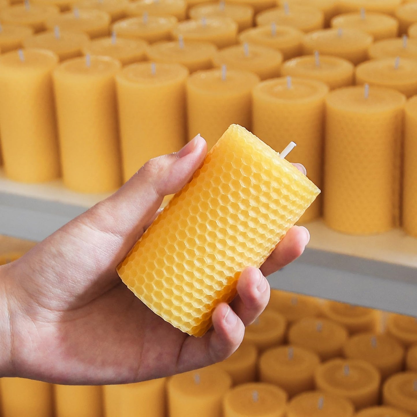 DEYBBY Beeswax Rolled Pillar Candles Set of 3 - Handmade Pure Organic Beeswax Candles for Housewarming Gift Home Decor (2×3.3 in)