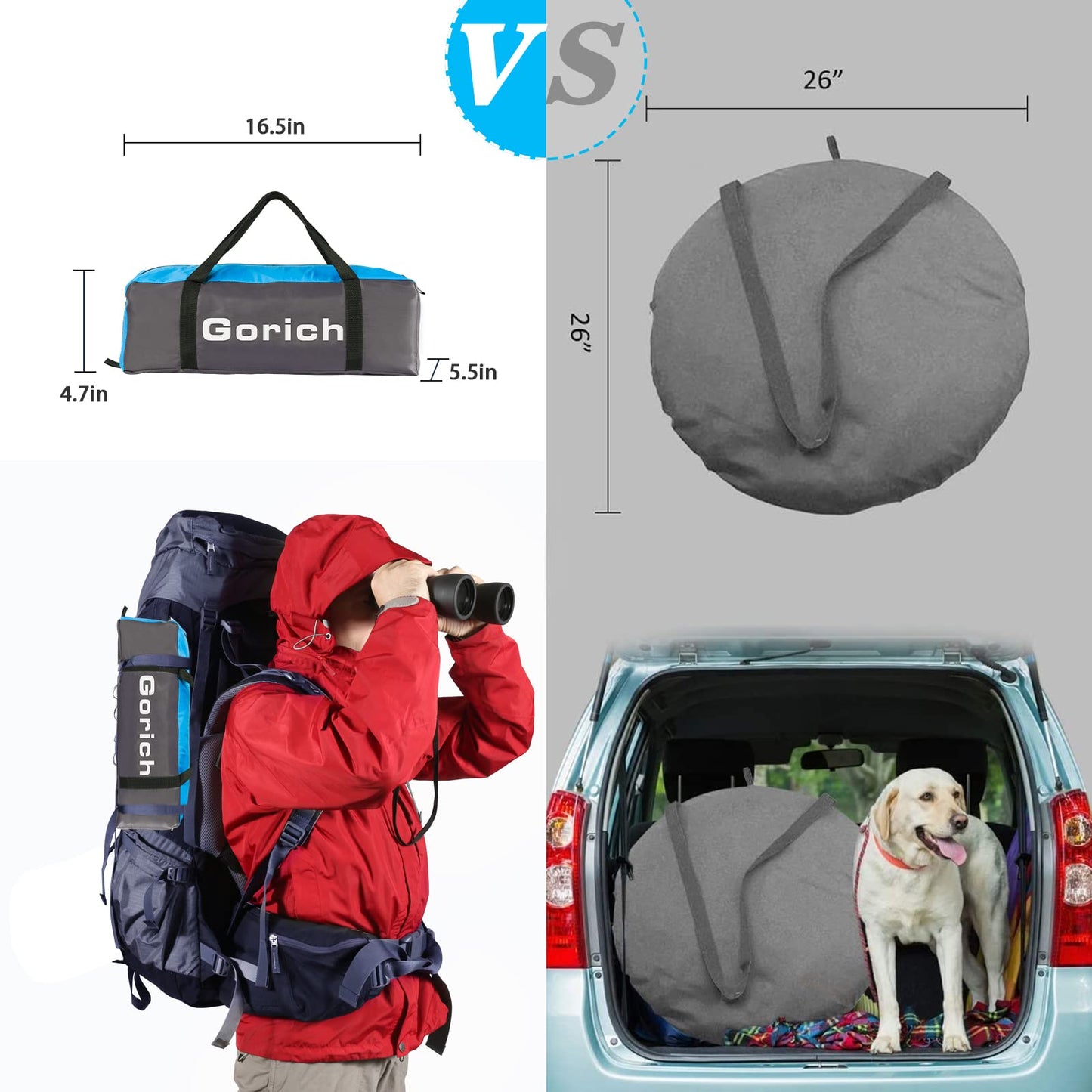Gorich Beach Tent for 4 People + Beach Tent Poles for Replacement (4 People, Dark Shelter)