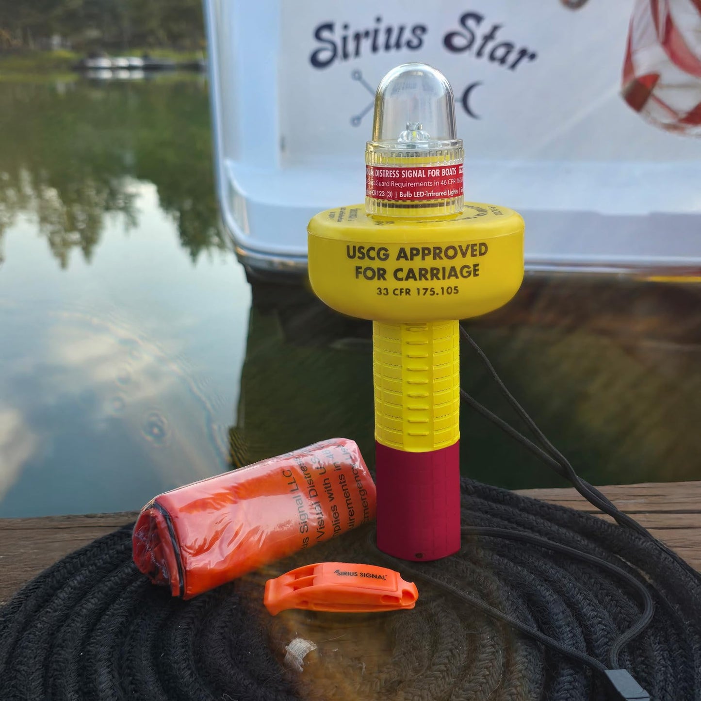 Sirius Signal A-1001 SOS LED 3-in-1 Distress Signal with Mini Solo Beacon - White & Infrared, USCG Approved, Includes Display Mount, Daytime Flag & Whistle