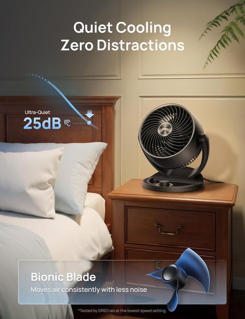 DREO 12-Inch Table Fan - 70ft Powerful Airflow, 25dB Quiet Operation, 120° Adjustable Tilt | Ideal for Home & Office