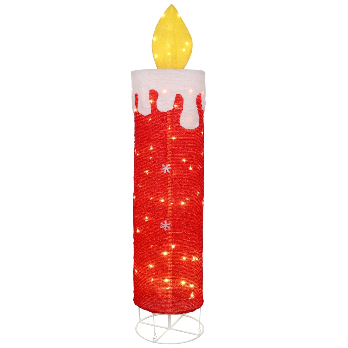 DR.DUDU 5.2 FT Christmas Lighted Decoration Candle,Red Glitter 3D Candle with Flickering Flame, Pre-Lit 60 LED Christmas Outdoor Decor with Stakes for Xmas Outside Yard Indoor Porch Lawn Holiday Party
