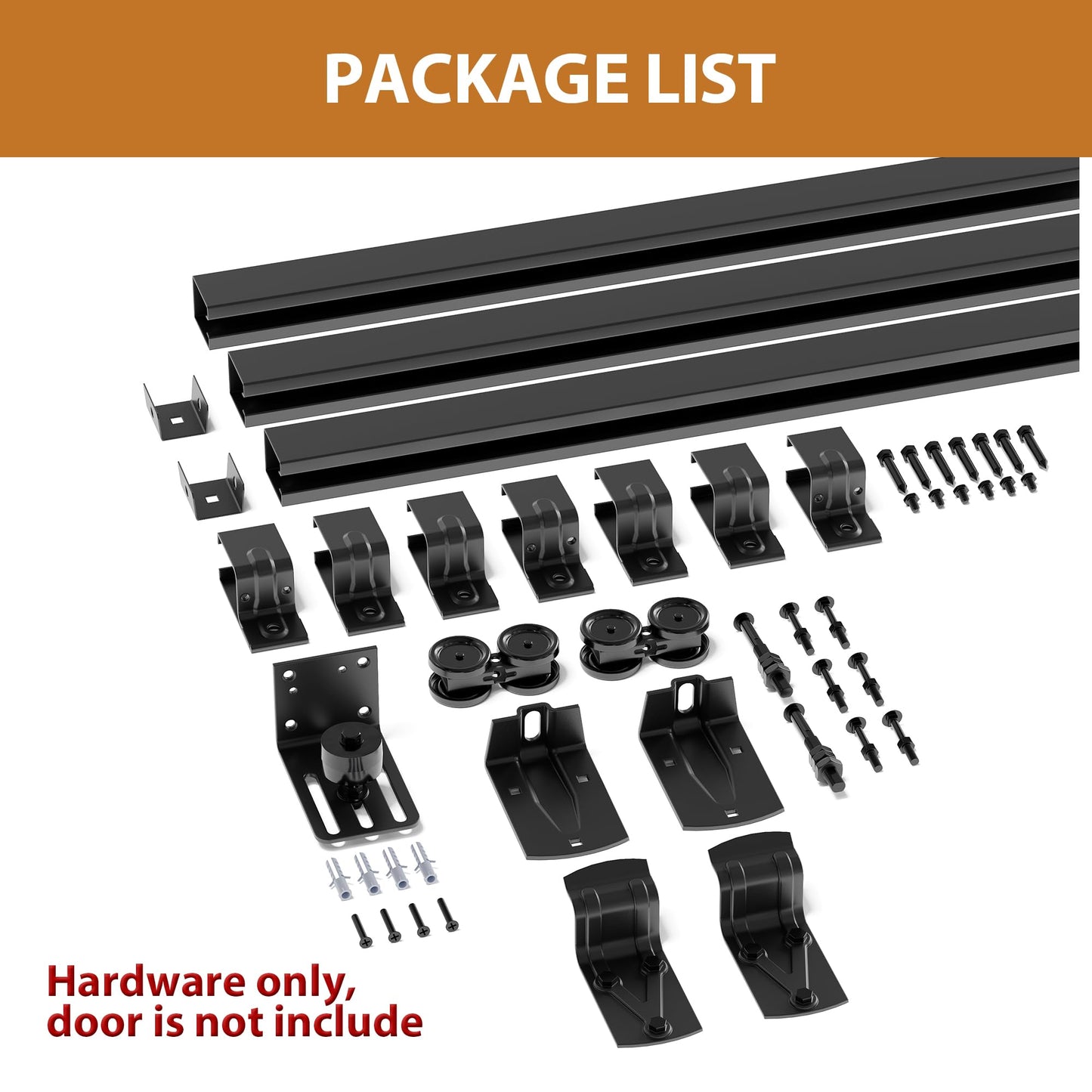 SmartStandard 10FT Exterior Sliding Barn Door Hardware Kit, Box Rail Barn Door Track Kit for Outdoor Use, 450lb Capacity Heavy Duty Wall Mount Kit, Fix Single 60" Door