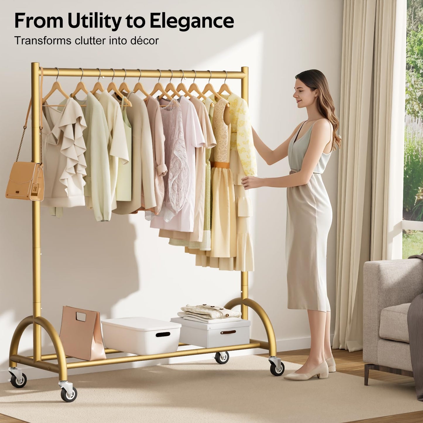 MISSLO Heavy Duty Clothes Rack and Heavy Duty Clothing Rack with Wheels