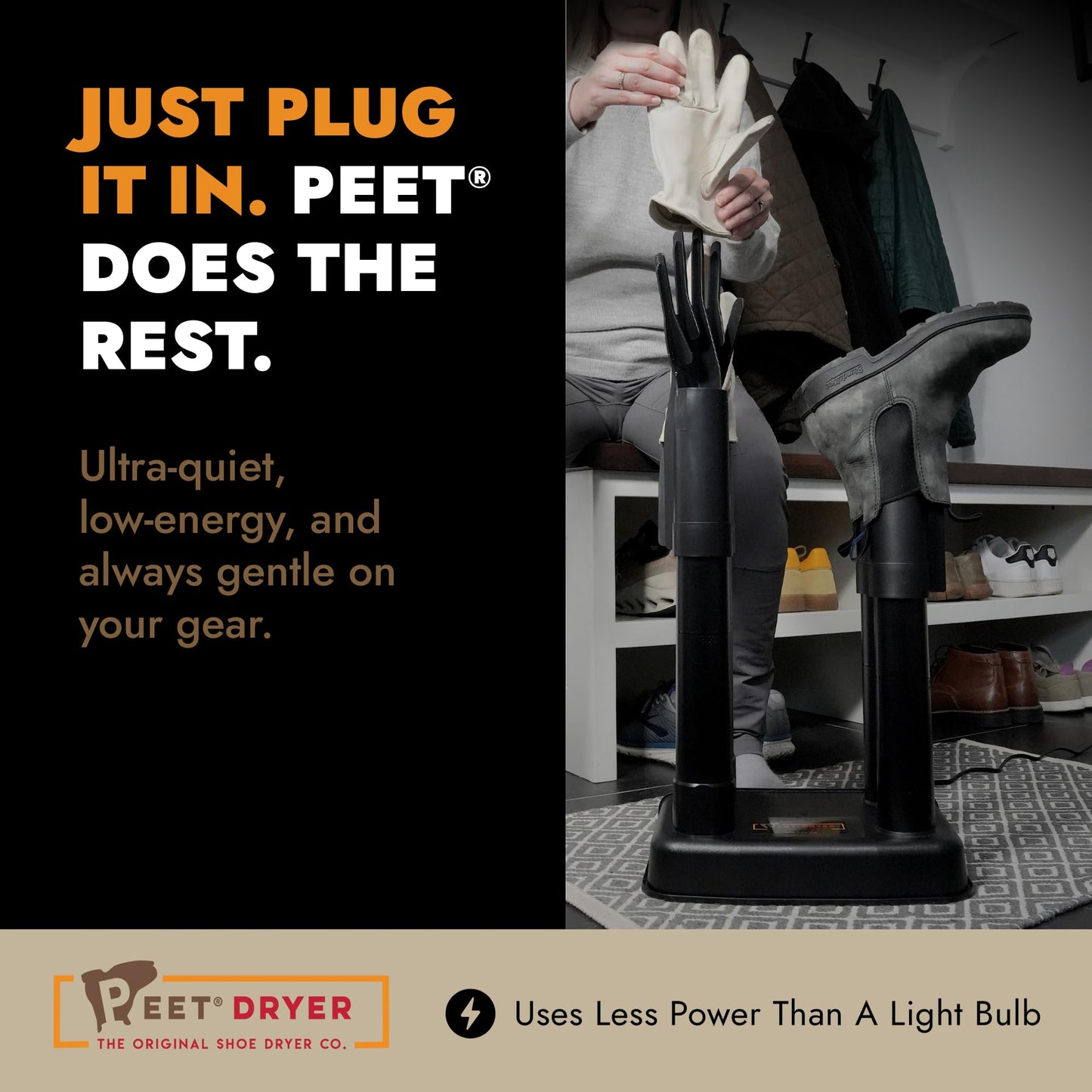 PEET Multi Boot and Glove Dryer - Portable Electric Shoe Dryer for Ski Boots, Snowboard Boots, Hockey Gear & Outdoor Gear - Always-On, Silent, Built-In Glove DryPorts - 25 Year Warranty, Made in USA