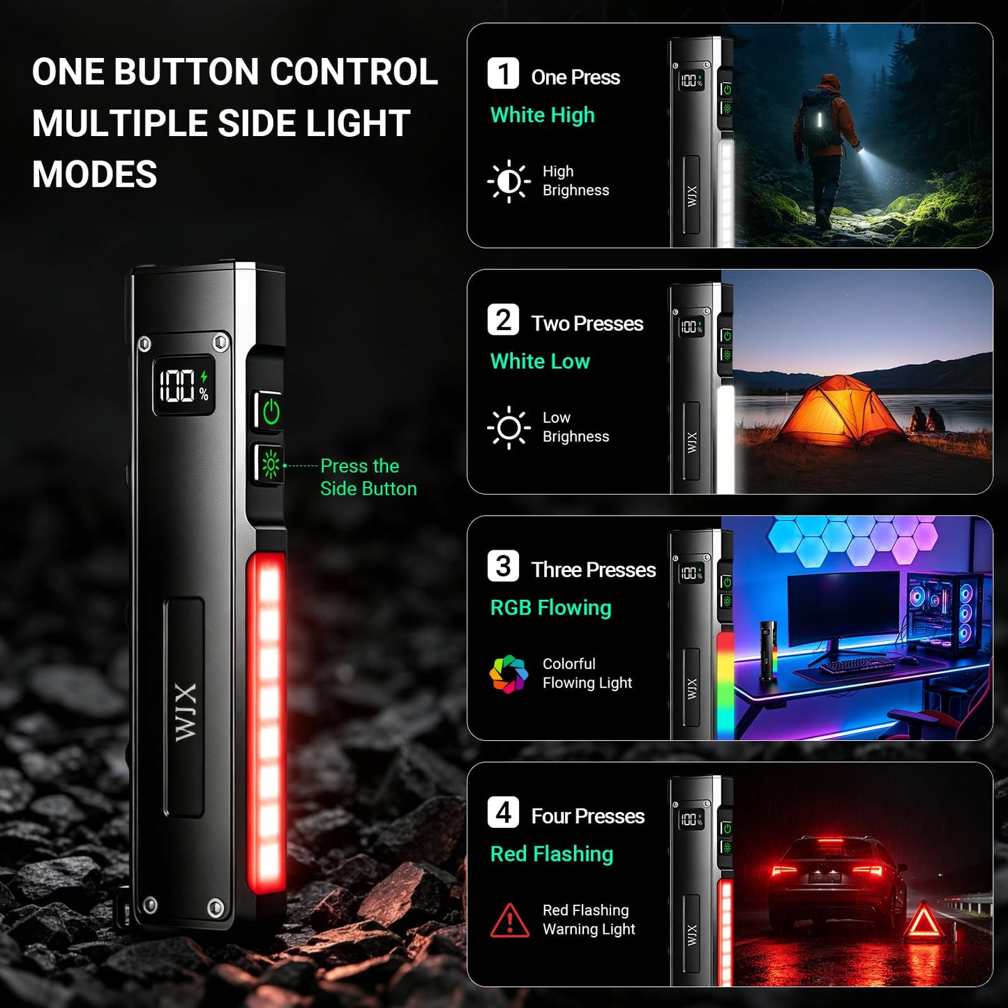 EDC Flat Flashlight, 1500 Lumens Rechargeable Pocket Flash Light with Magnetic Base, White LED, UV light, USB-C Charging for Camping, Emergency, Everyday Carry, Outdoor Working & Hiking (Ebony Black)