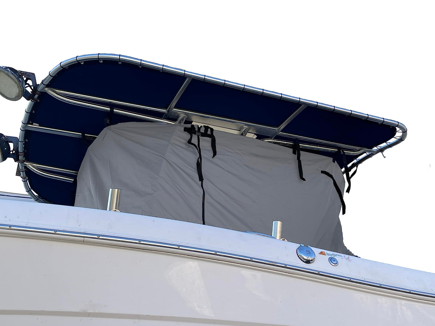 EliteShield Heavy Duty T-Top Boat Cover - Fits 30ft to 32ft Long Center Console Boats, Waterproof & Fade Resistant, Gray (Size 7: 30'-32' Long, Beam 140" W)