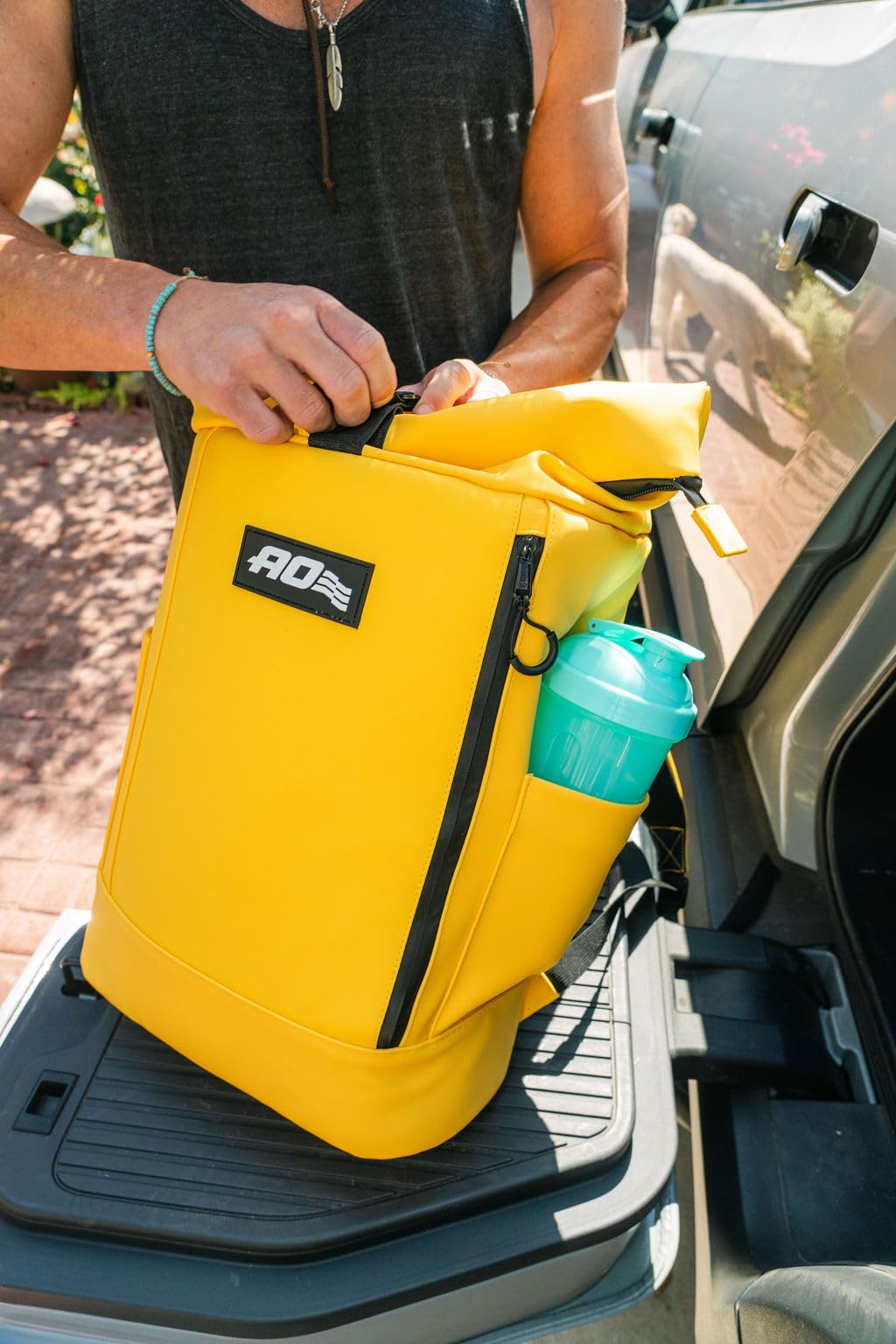 AO Coolers Nomad Backpack Cooler, Waterproof Roll-Top, Insulated, Ocean Blue, 12-Can