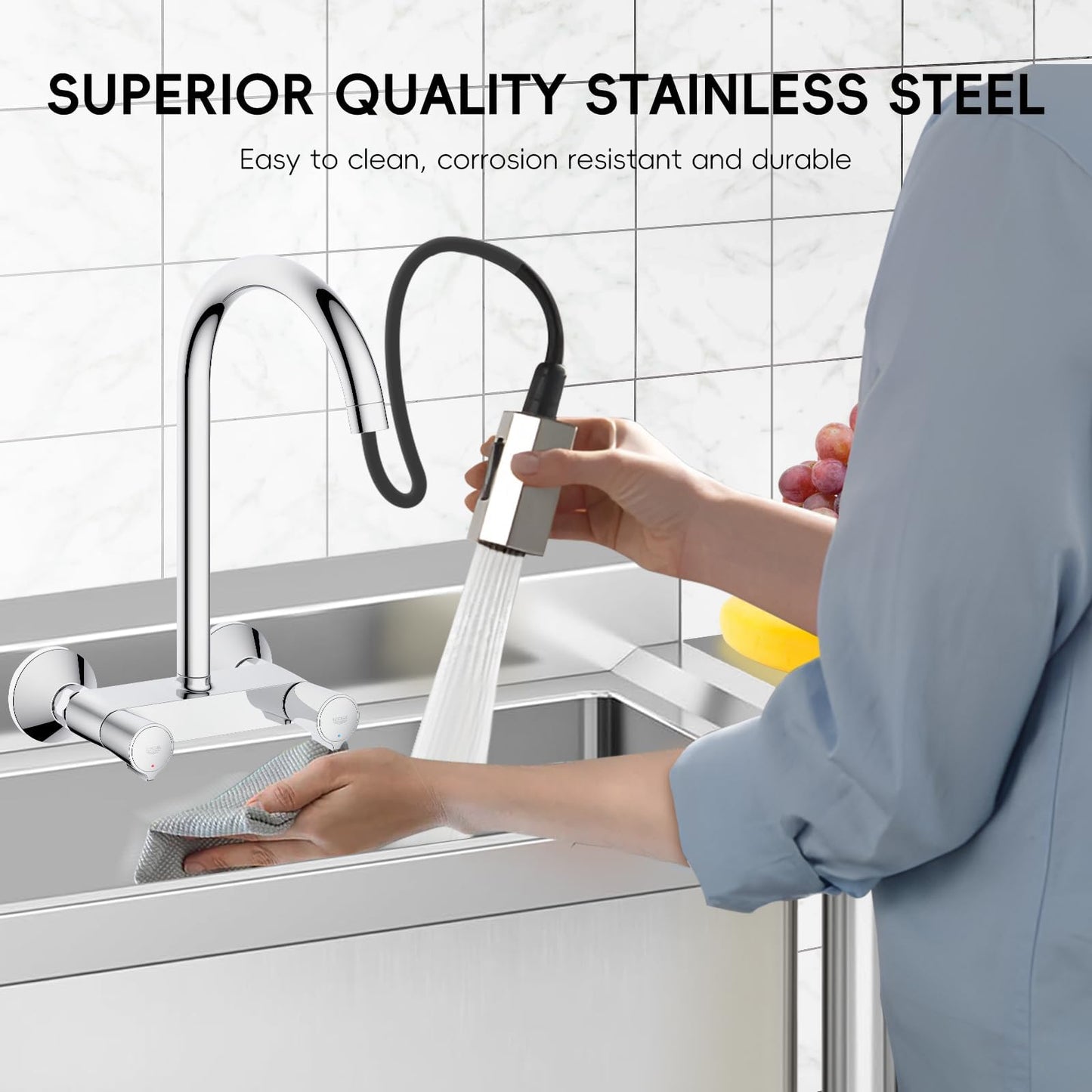 Garvee Outdoor Freestanding Stainless Steel Utility Sink, Commercial Single Bowl Prep Sink with Backsplash for Kitchen, Restaurant, Laundry, Garage, Bar & Workshop – Easy Clean & Anti-Splash Design