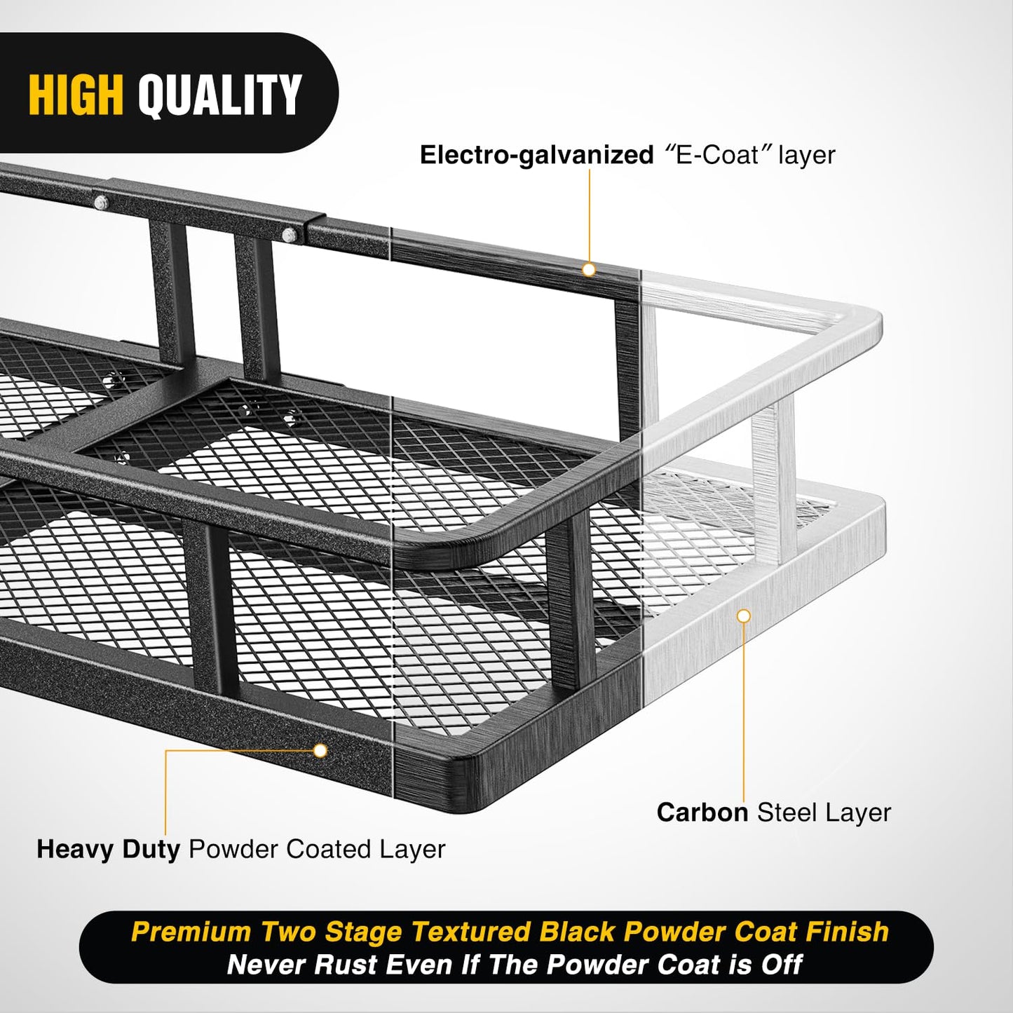 Nilight 60" x 20"x 7.87" Folding Carrier Fits 2-Inch Receiver 500 Lbs Capacity Bag Net Ratchet Straps Lock Stabilizer for SUV Pickup RV Van
