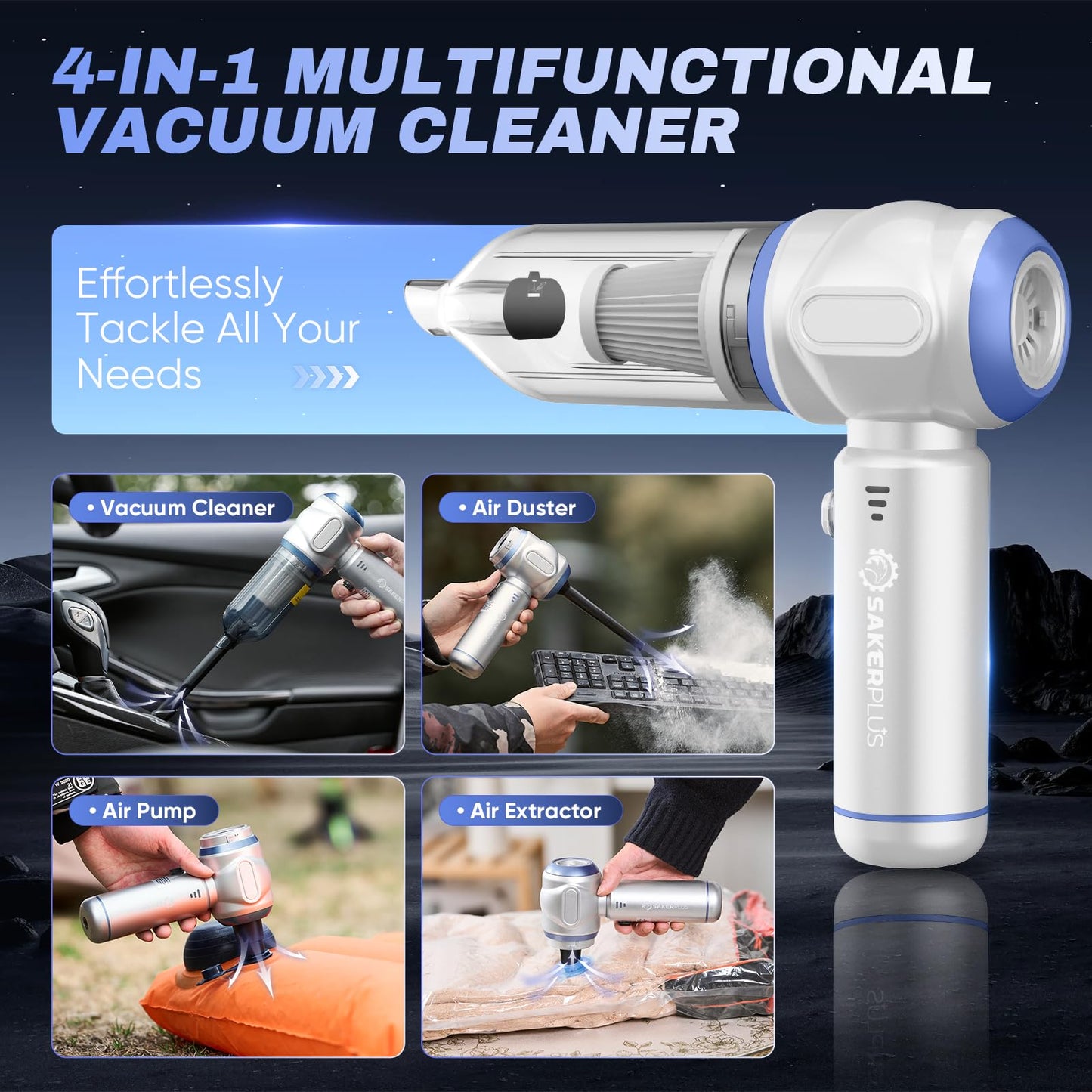 SakerPlus Telescopic Camping Lantern & SW107 Car Vacuum Portable