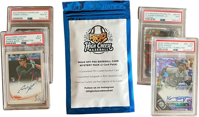 High Cheese Baseball Walk Off Mystery Pack - 2 Cards 1 PSA Graded & 1 Autograph/Relic Ungraded
