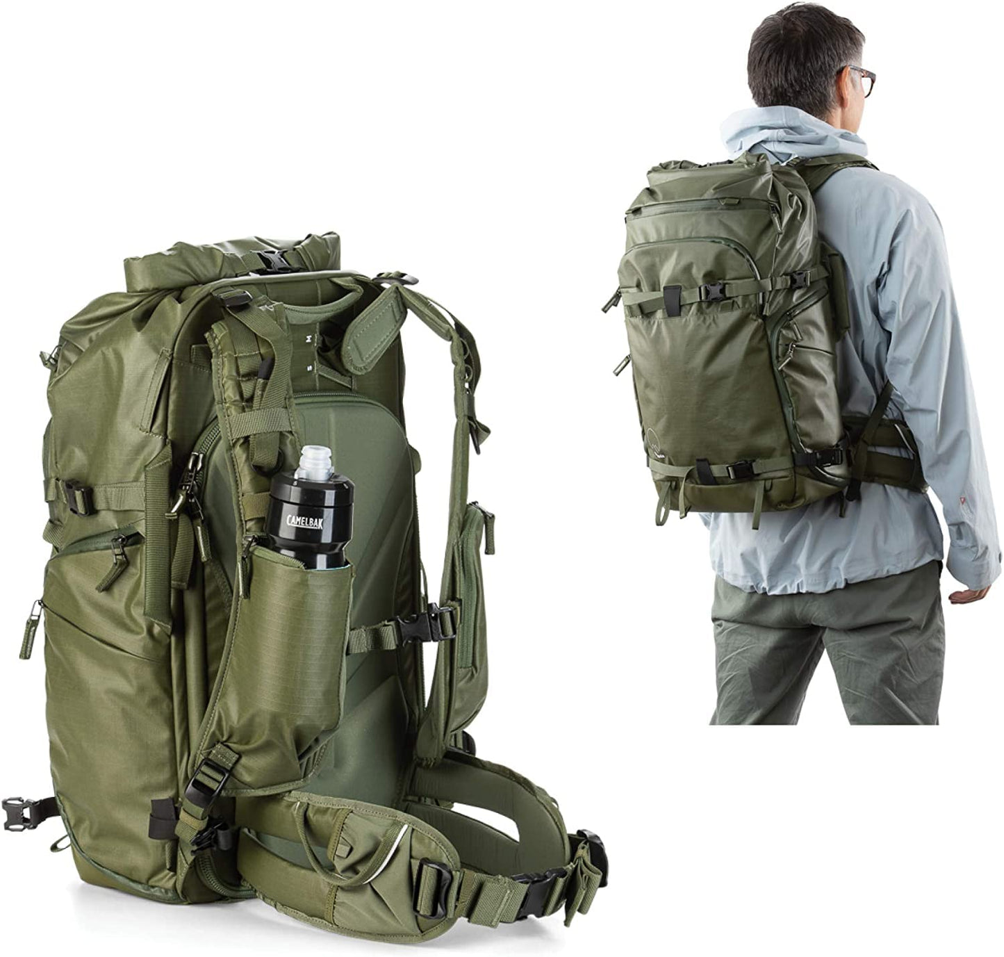Shimoda Action X30 v2 Backpack, Outdoor Photography Adventure Pack for mirrorless and DSLR cameras, w/Modular Core Unit Compatibility, Expandable Rolltop, 16" Laptop Sleeve, Army Green