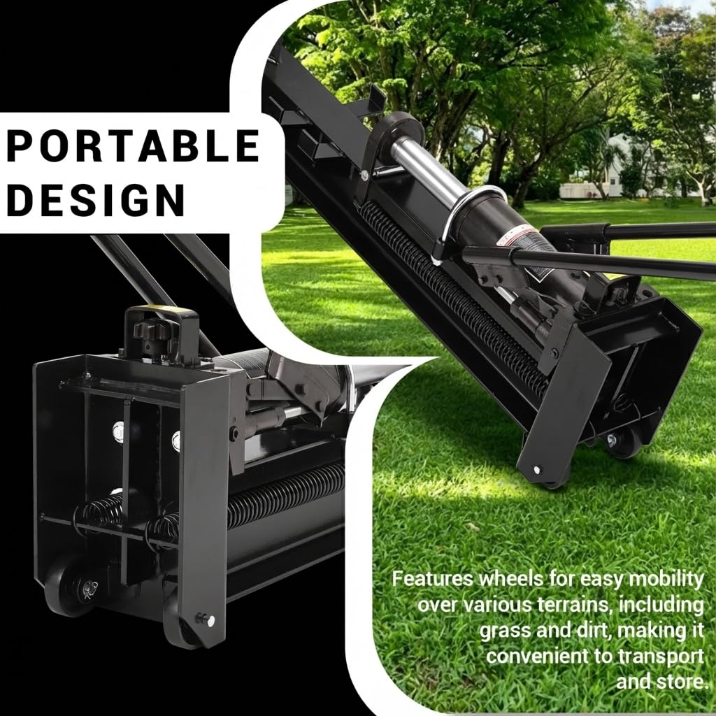 GarveeTech 12 Ton Hydraulic Log Splitter Wood Cutter, Manual Log Splitter with Horizontal Full Steel Beam & Built-in Wheel