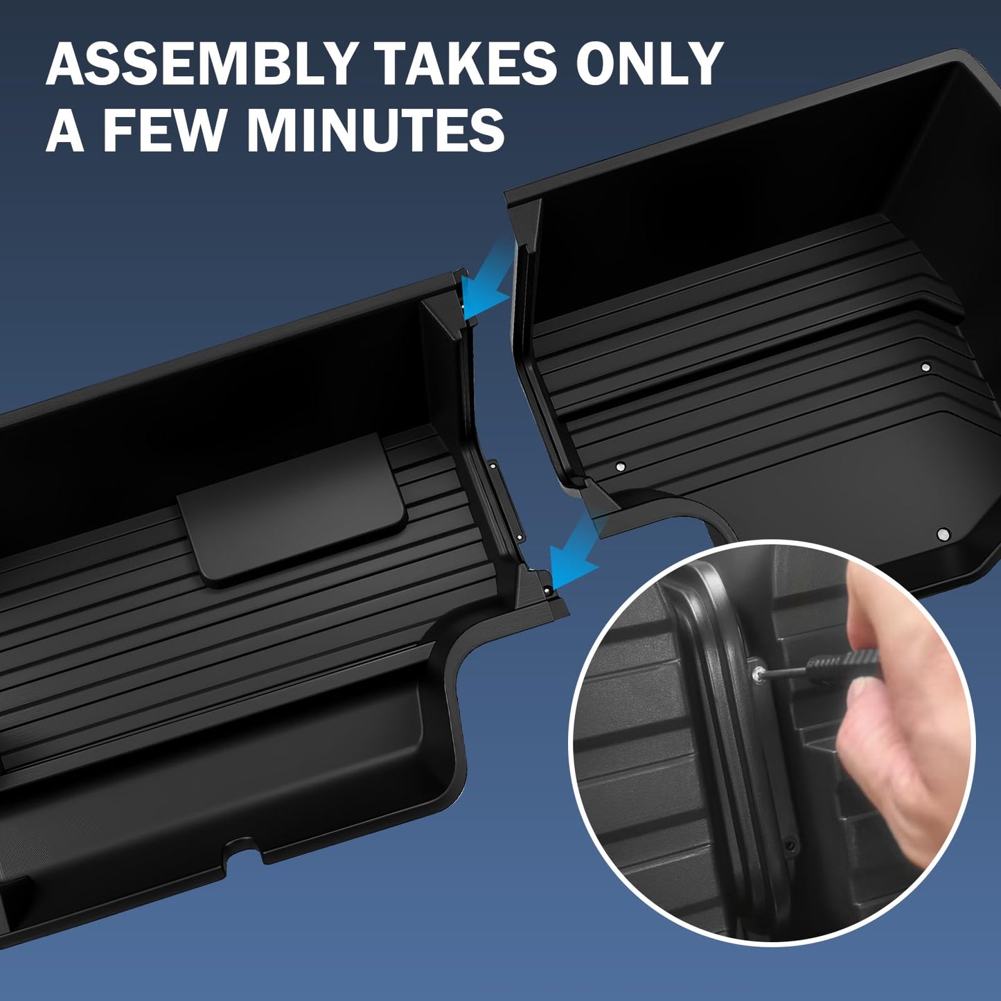 Abystar Under Seat Storage Box for Chevrolet Silverado & GMC Sierra 1500 2019β2026, 2500HD 3500HD 2020β2026, Rear Underseat Organizer, Hidden Tool Storage, No Drill Installation, Black