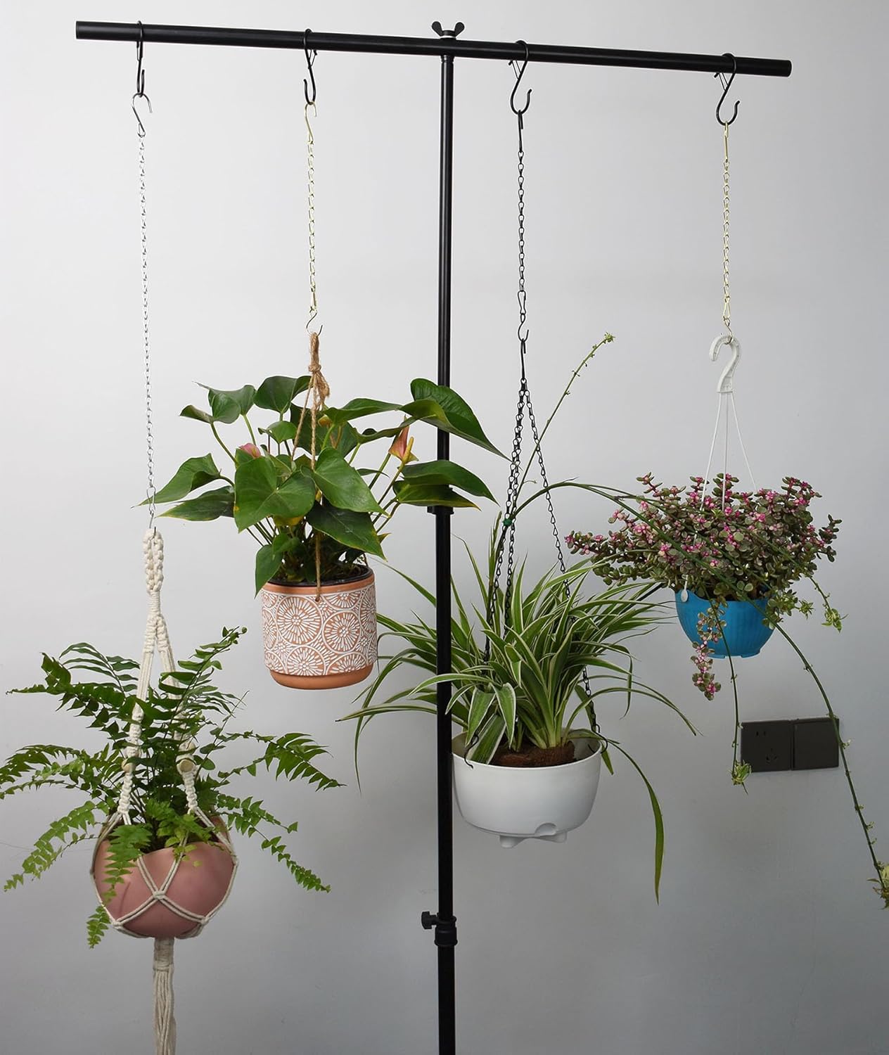 Skiennix Hanging Chain for Plants - 11 Inch Black Chain with Hooks for Baskets & Bird Feeders | 6PCS