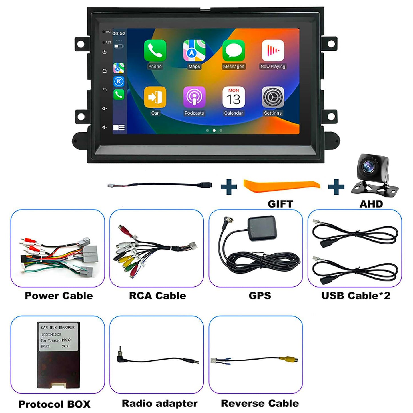 Car Radio for Ford Expedition 2007-2014, Explorer 2006-2010, Fusion 2006-2009, Edge 2007-2010, Taurus 2008-2009, Shelby GT500 2007-2009, Touch Screen Stereo Upgrade Wireless Carplay Android Auto