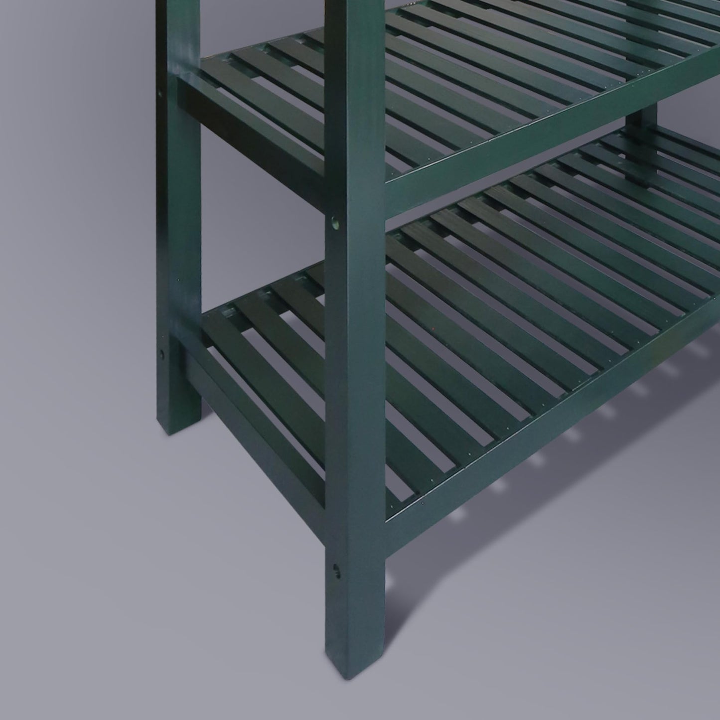 Kitchen Island with Solid Wood Top, Natural/Hunter Green