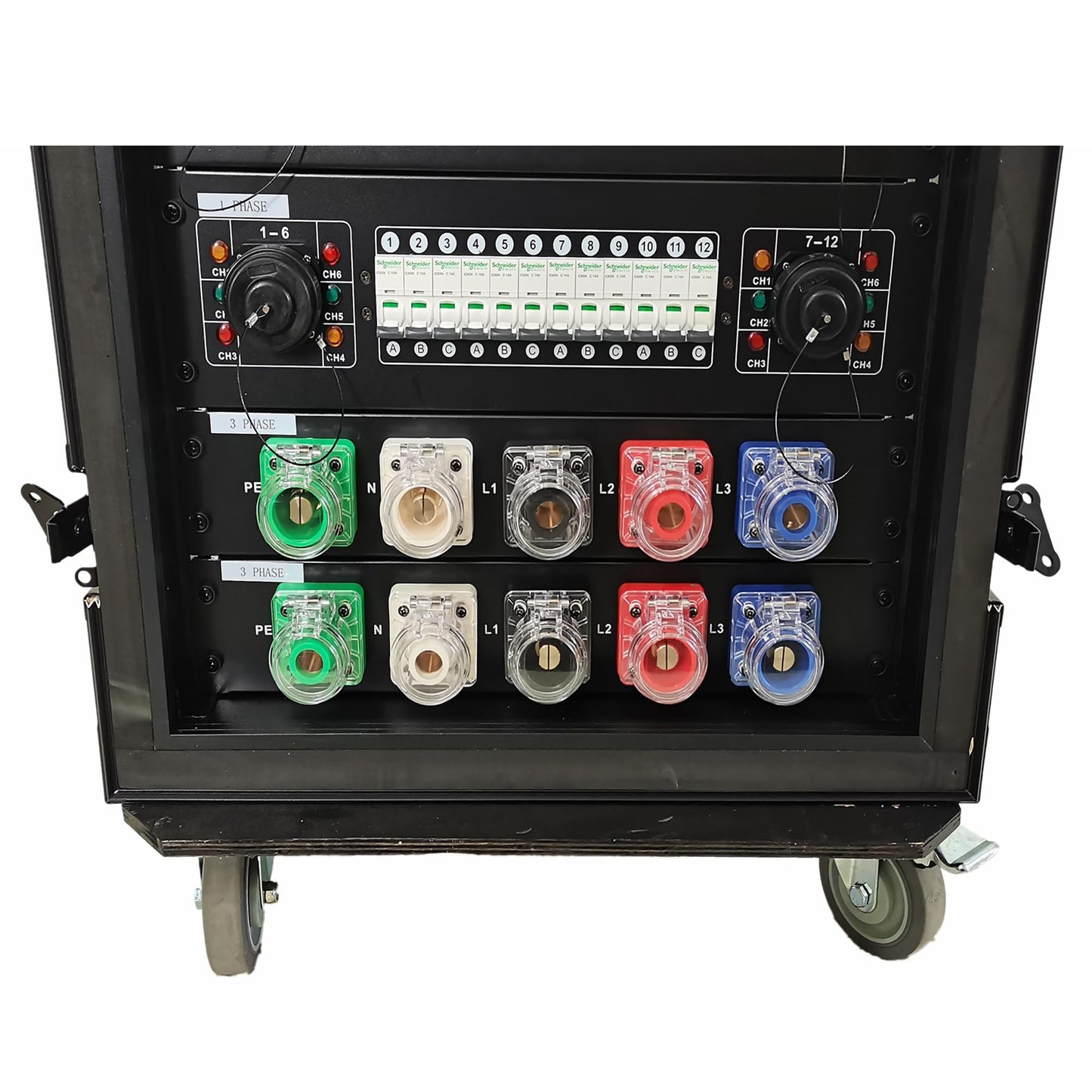 JUNMAN 400A Camlock Input Panel 3 Phase 2U Rack Size with 400A Camlock Sockets and Connectors for Power Distro Distributor Box