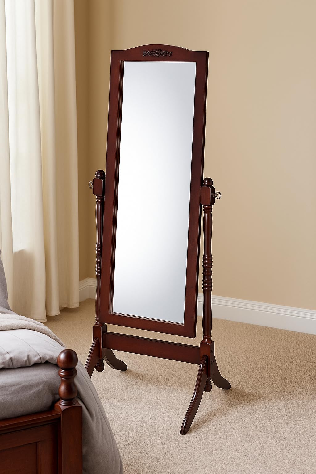 Proman Products Victoria Cheval Mirror, Walnut