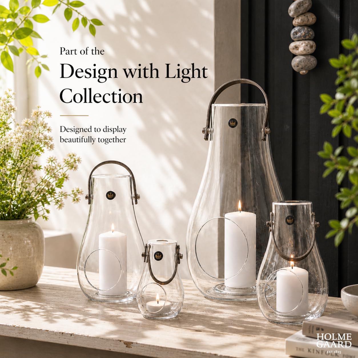 Holmegaard Design with Light Lantern, Clear, 11.4" H x 6.7" D, Designed by Maria Berntsen, Gift Box Included