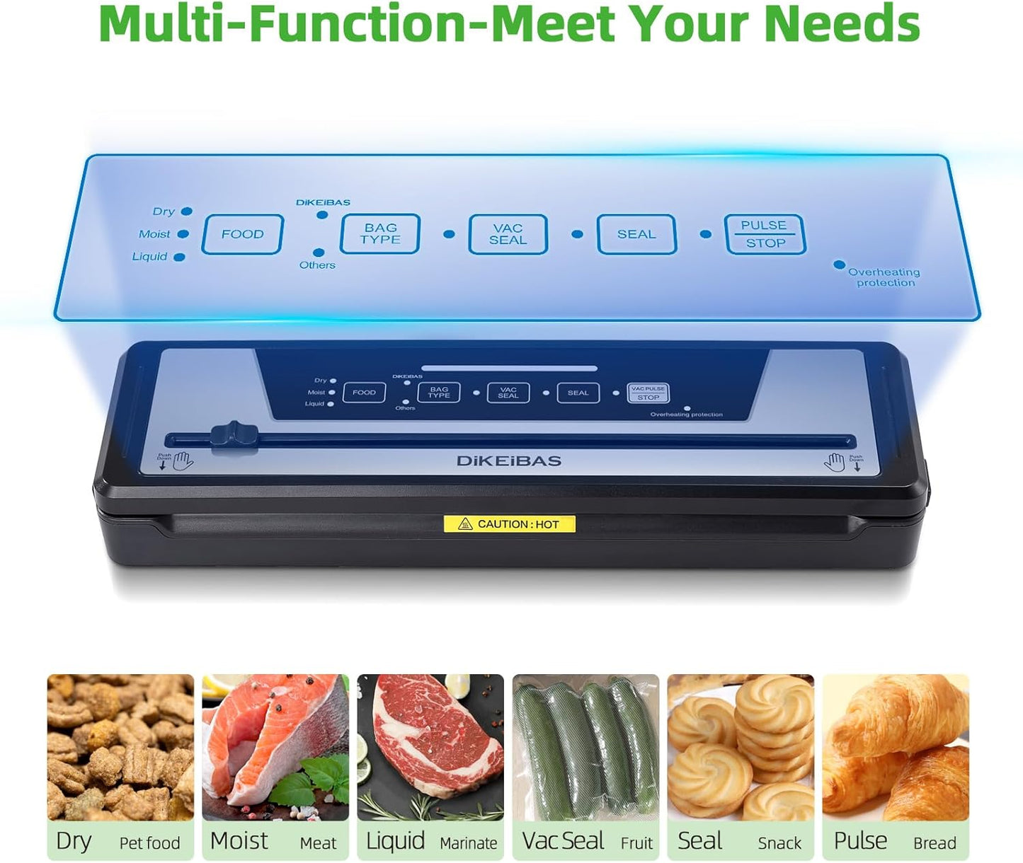 Vacuum Sealer Machine - Powerful 85kPa Suction | Compact One-Touch Automatic Food Sealer with Bags & Cutter