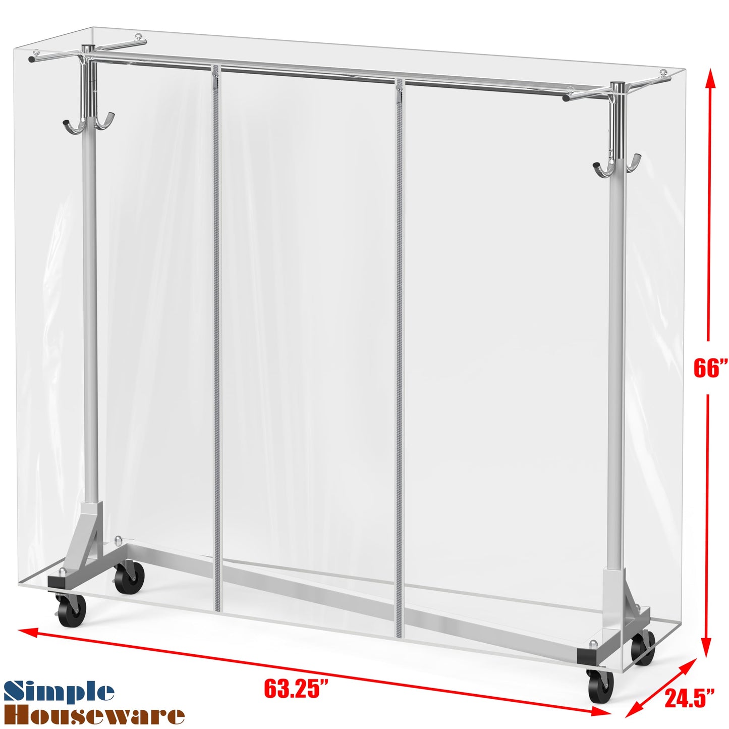 Simple Houseware Industrial Grade Z-Base Garment Rack, 500lb Load with 62" Extra Long bar w/Clear Cover and Tube Bracket