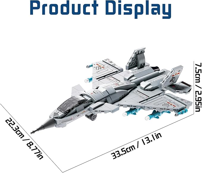 J-15 Fighter Jet Building Kit 577PCS Military Aircraft Model for Boys 8–12 Army Airplane Toy with Foldable Wings & Tail Clear Cockpit Dual-Engine Jet STEM Construction Blocks for Teens &