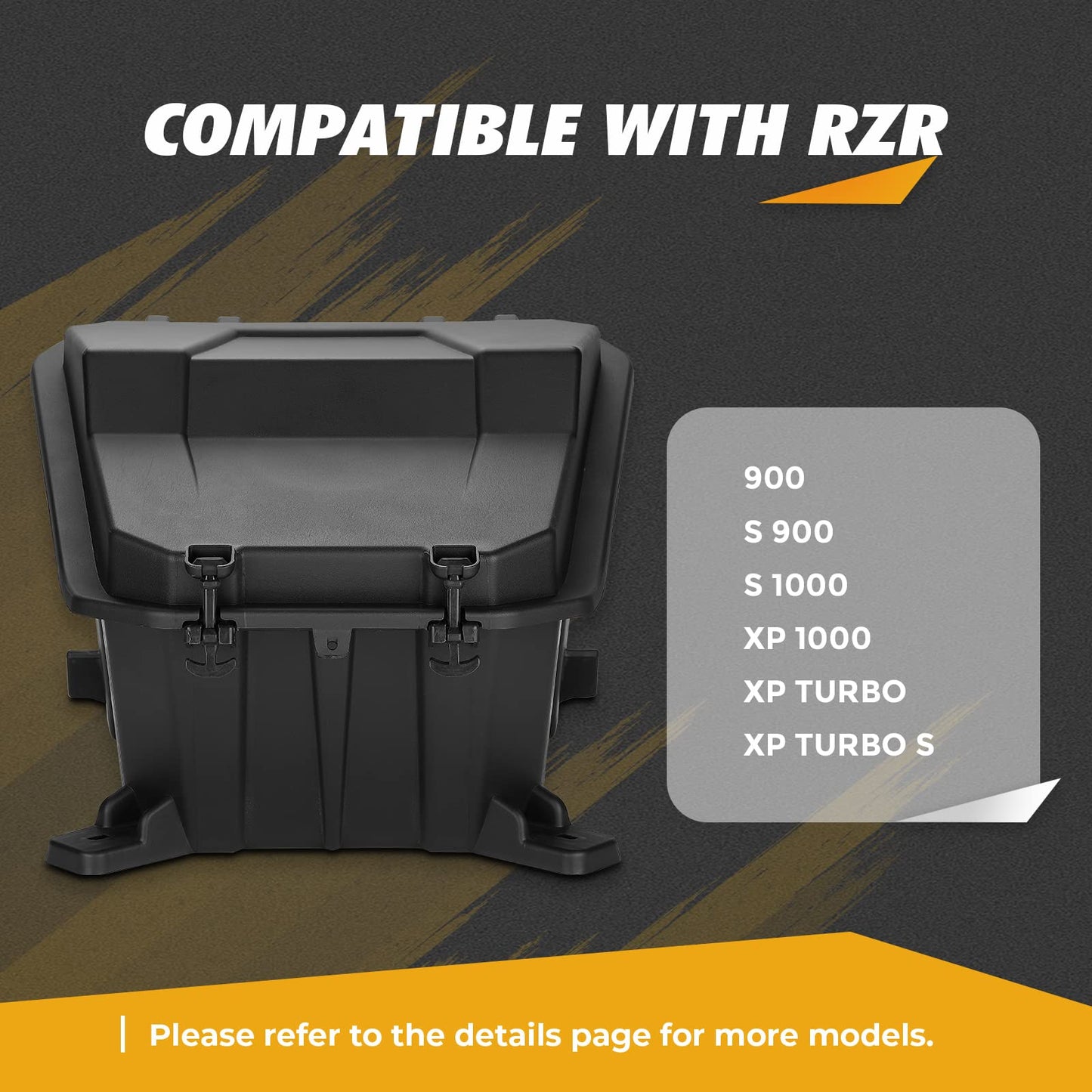 KEMIMOTO UTV Rear Cargo Box 69 QT Storage Box Compatible with Polaris RZR 900 S 1000 XP Turbo S RZR XP 1000 Cargo Bed Box 2881193 Low-Density Polyethylene Cargo Storage Box