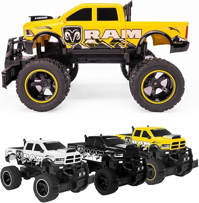 World Tech Toys Dodge Ram 2500 1:14 Scale RC Monster Truck – Officially Licensed - Electric Powered All Terrain RC Truck - Full-Function Radio Control - Kids 6+ (Yellow)