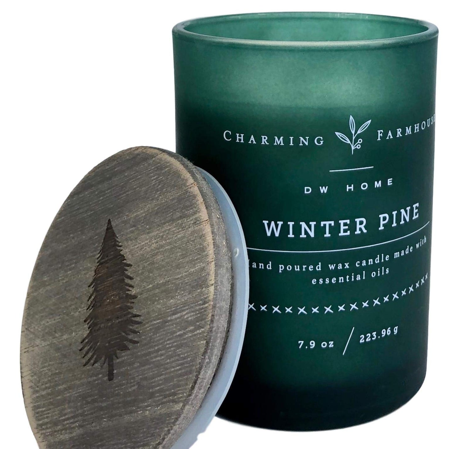 DW Home Charming Farmhouse Winter Pine Scented Candle Wooden Wick
