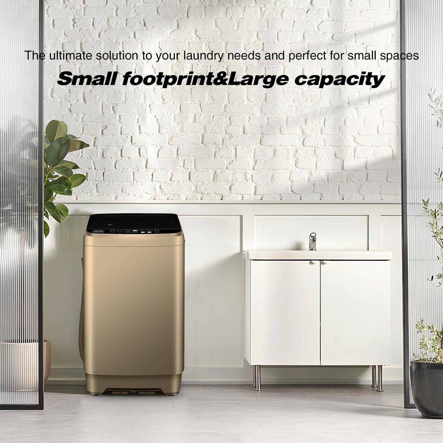 Borcolo Portable Washing Machine Full Automatic 17.7lbs Small Washing Machine for Apartment 10 Wash Program with Drain Hose, Portable Washer Machine for Dorm, College, RV, Golden