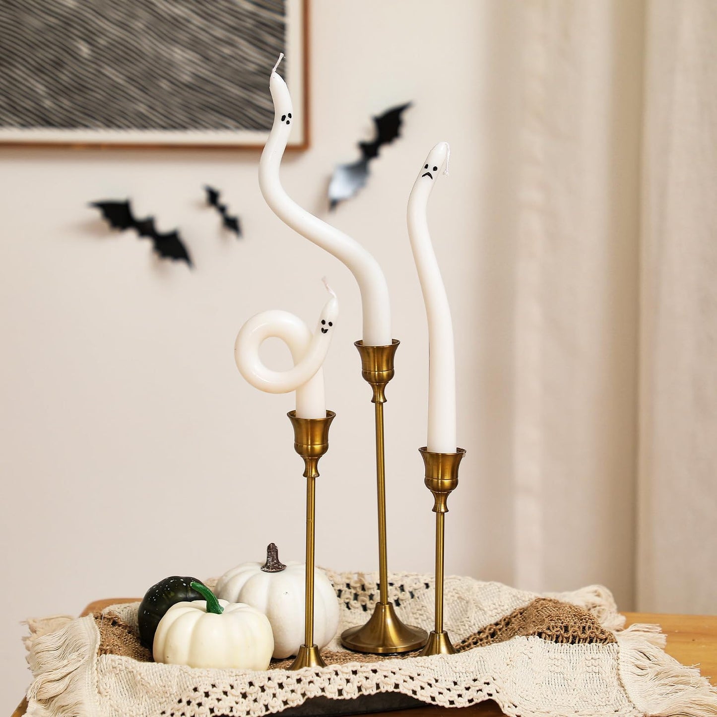 Four Twisted Spiral rods of Candles with Different Expressions of Ghosts and Devils, The Essential Items for a Halloween Haunted House