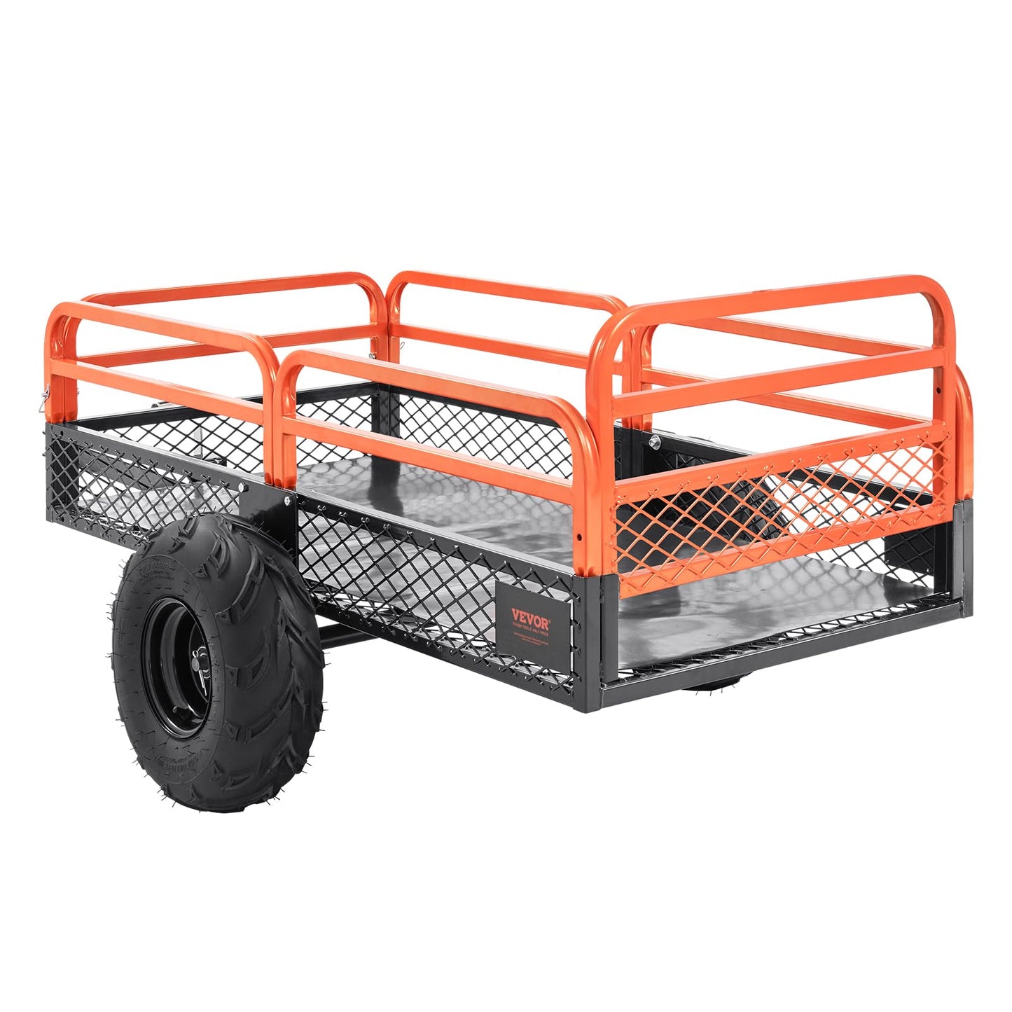 VEVOR ATV UTV Trailer Tow Behind Dump Cart, 1500lbs 15 Cubic Feet, Heavy Duty Yard Garden Trailer Pull Behind Dump Trailer for Lawn Mower Tractor