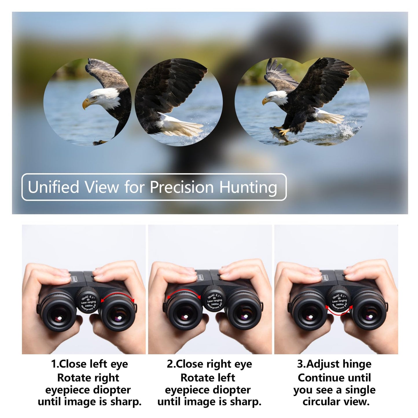 BOSHIWEI ED Glass 10x42 Laser Rangefinder Binoculars HD Optics 2624 Yards Long Distance IP67 Waterproof Range Finder for Golf Bird Watching Black