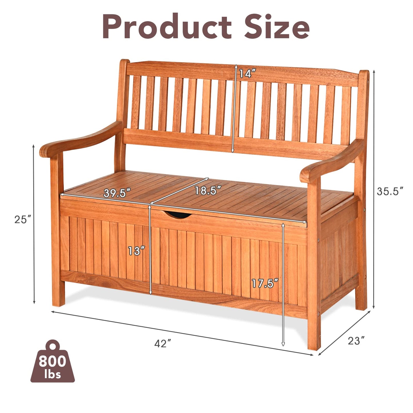 DORTALA 42'' Wooden Outdoor Storage Bench Large Deck Box, Entryway Storage Bench w/Inner Removable Dustproof Lining and Portable Handles for Patio Garden Balcony Yard Living Room