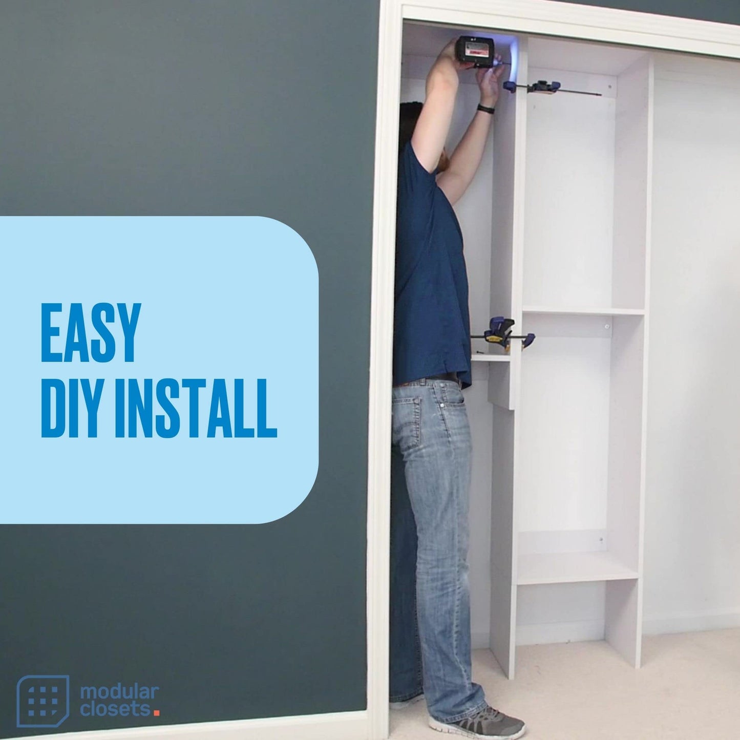 Double Hanging Closet Unit - Modular Closet System For Hanging - Corner Closet System - Closet Organizers And Storage Shelves (White, 24 inches Wide) Closet Shelves