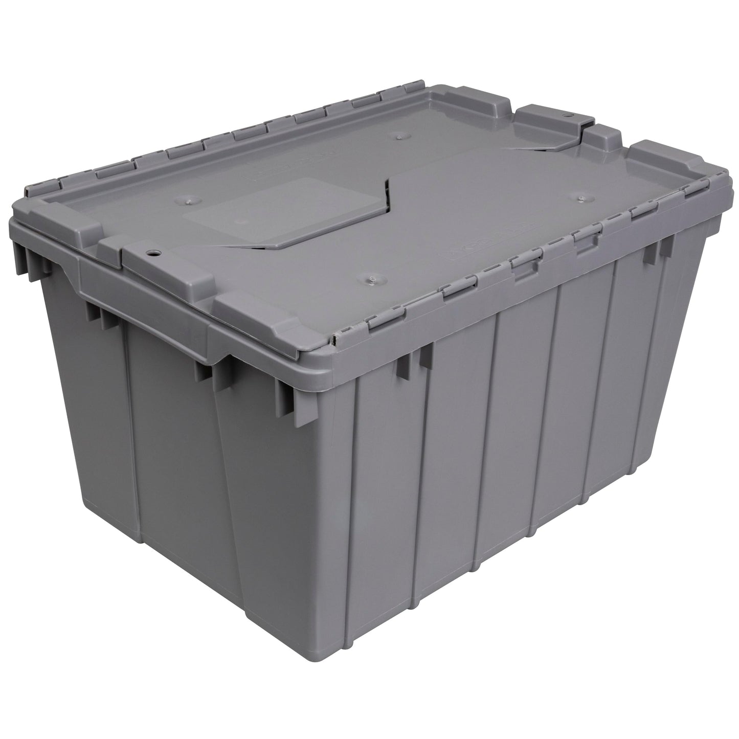 Akro-Mils 39120 Industrial Lidded Plastic Storage Container, Nesting and Stackable Plastic Storage Box with Lid Attached, Organization Tote for Garage and Warehouse, 21.5"x15.25"x12.5", Gray (6-Pack)