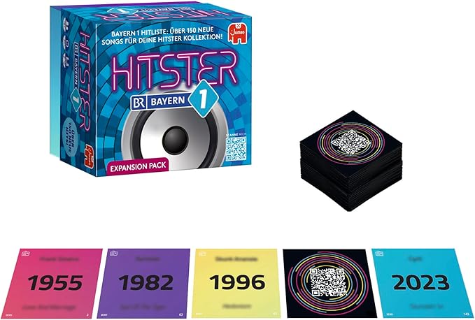 Hitster Bayern 1 Radio German Expansion 150 Music Cards Party & Card Game for Adults and Families 2 to 10 Players from 16 Years German (DE)