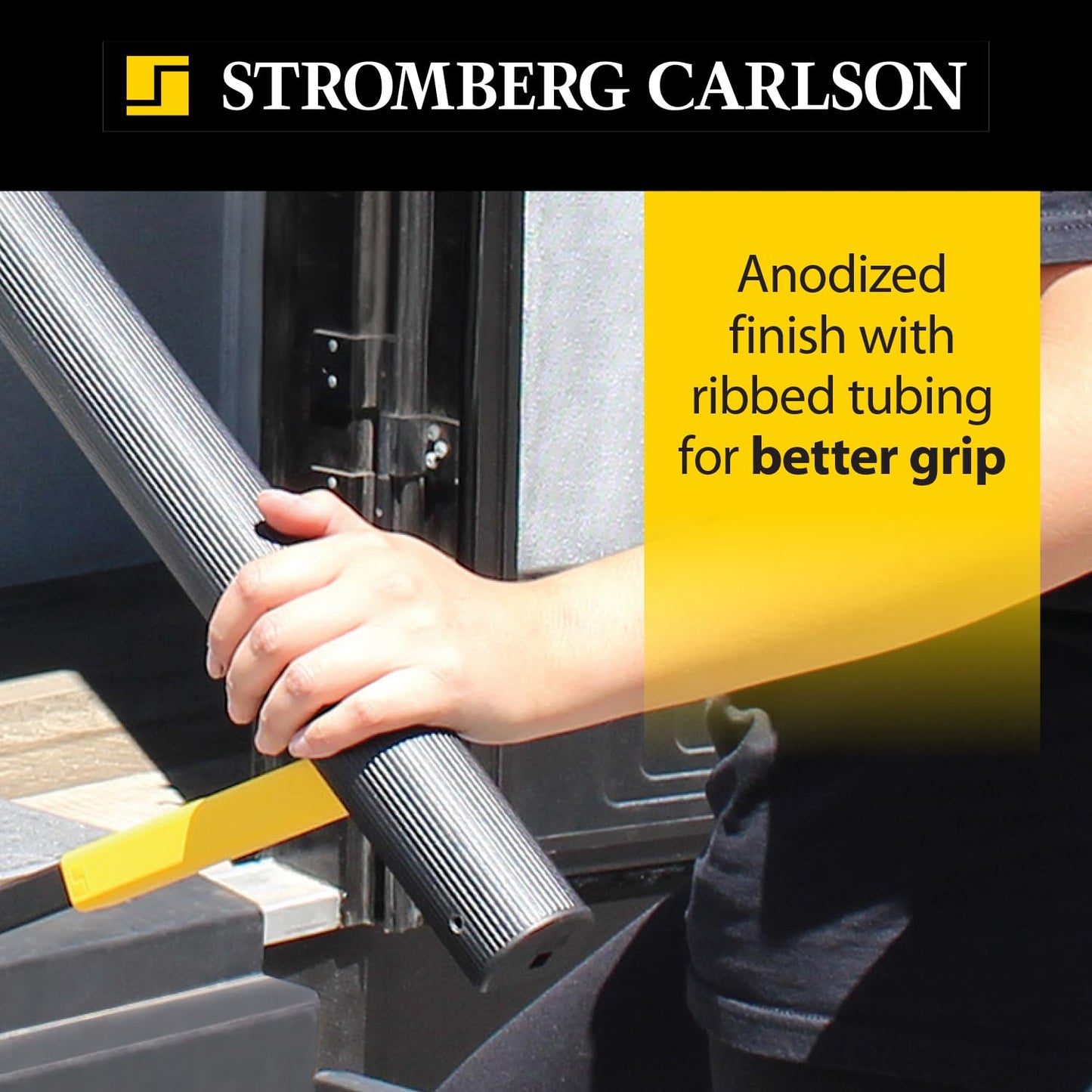Stromberg Carlson AR-42 Lend-A-Hand Banister Rail - RV Handrail for Safe Support on Outdoor Steps, Ribbed Grip Tubing, Folds Flat & Locks Easily, 45 Inches Rail for Double & Some Triple RV Steps