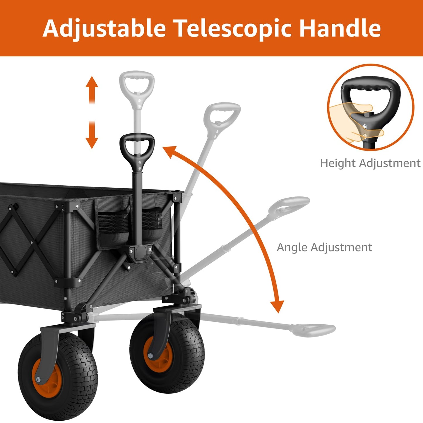 Beach Wagon with Big Wheels for Sand - Heavy Duty 10" Wheel Collapsible Wagons Foldable Large Wagon Cart Folding All Terrain for Camping