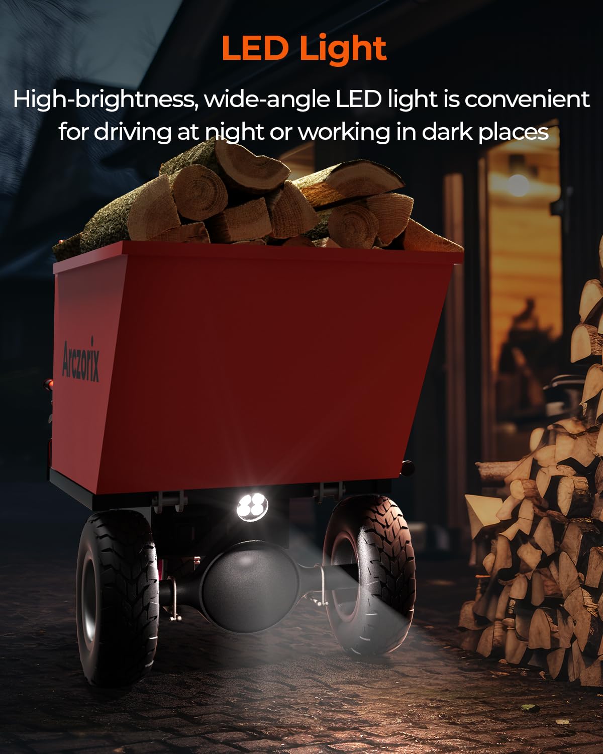 Arczorix Wheelbarrow Utility Cart with Seat & Stand, Electric Powered Cart 48V 20Ah Sealed Lead Acid Battery 1000W Capacity 2205Lbs, Material Hauler, Electric Wagon