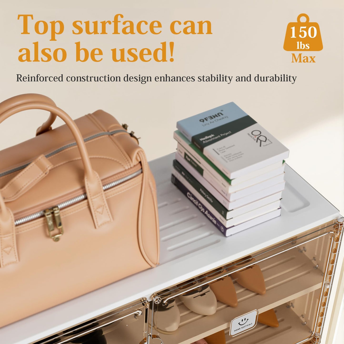 SPIEEK Foldable Shoe Rack Organizer for Entryway with Clear Magnetic Doors - Large Capacity Shoe Cabinet for Boots, Sneakers & All Shoes, Easy Assembly, White 4-Tier 16 Pairs