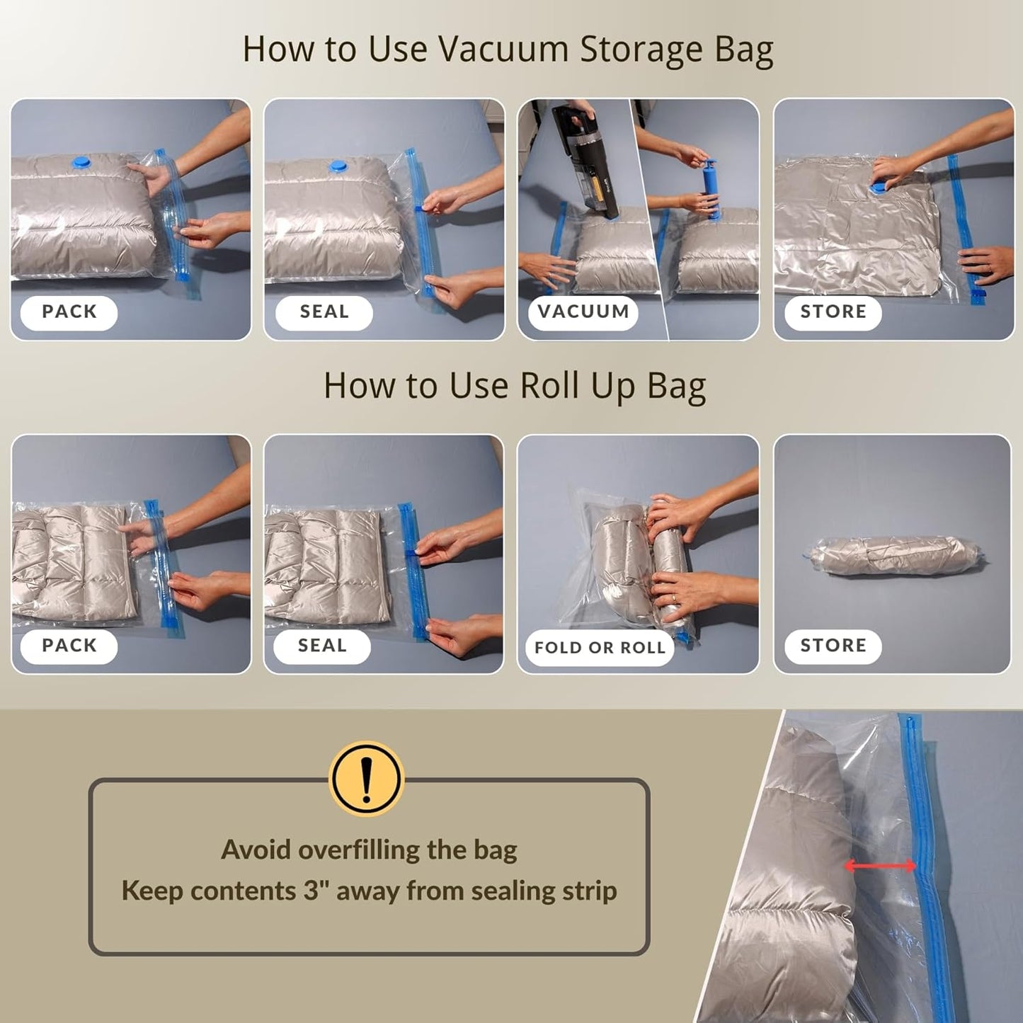 Skiennix Vacuum Storage Bags - 35 Pack Compression Space Saver for Bedding & Clothing - Includes Hand Pump