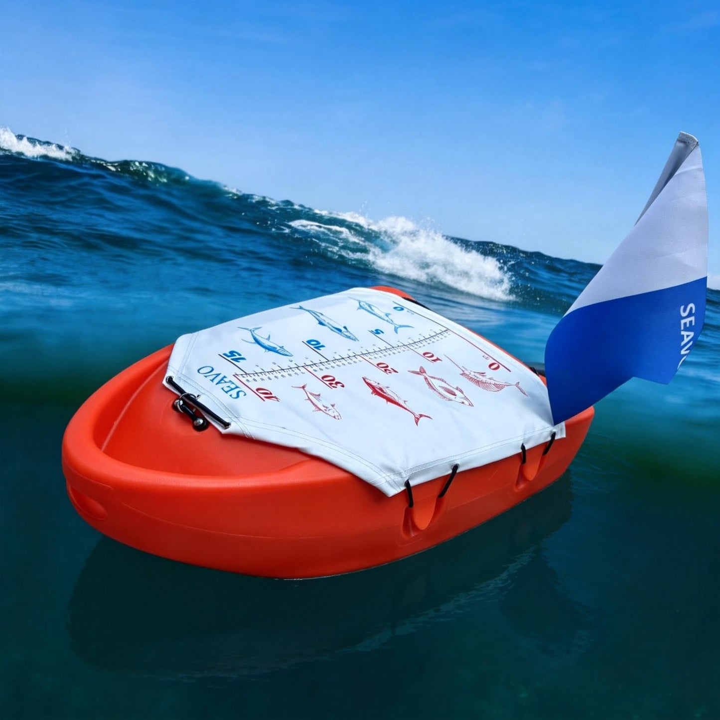 AUSLEE SEAVO Spearfishing Float Boat with Carry Straps Fishing Dive Float Buoy Spearfishing Buoy Snorkeling Freediving (Orange)