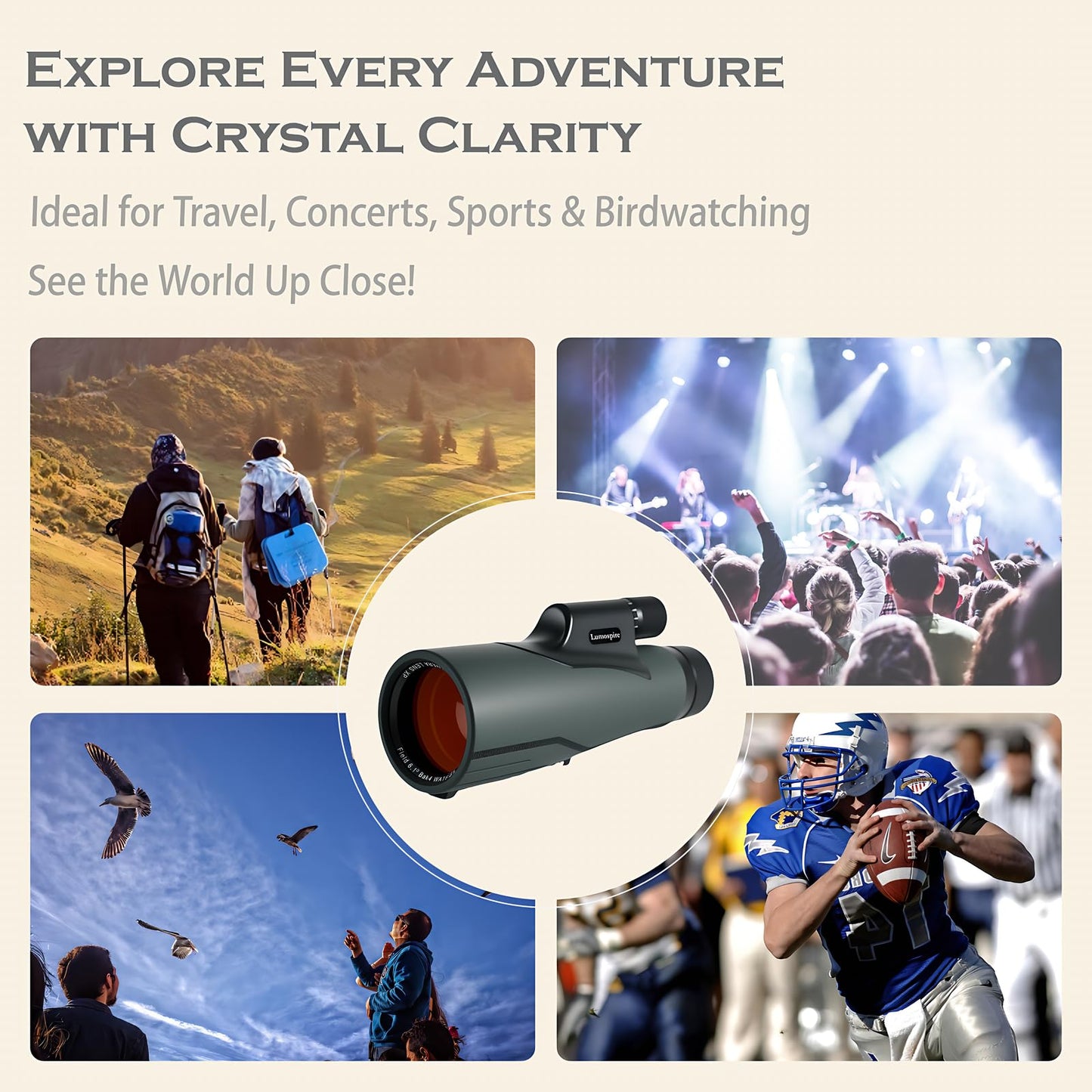 16x56 High Powered Monoculars for Adults – HD BAK4 FMC Long-Range Monocular Telescope, IPX7 Waterproof with Smartphone Adapter & Tripod for Bird Watching, Hunting, Hiking & Camping, Gift Set