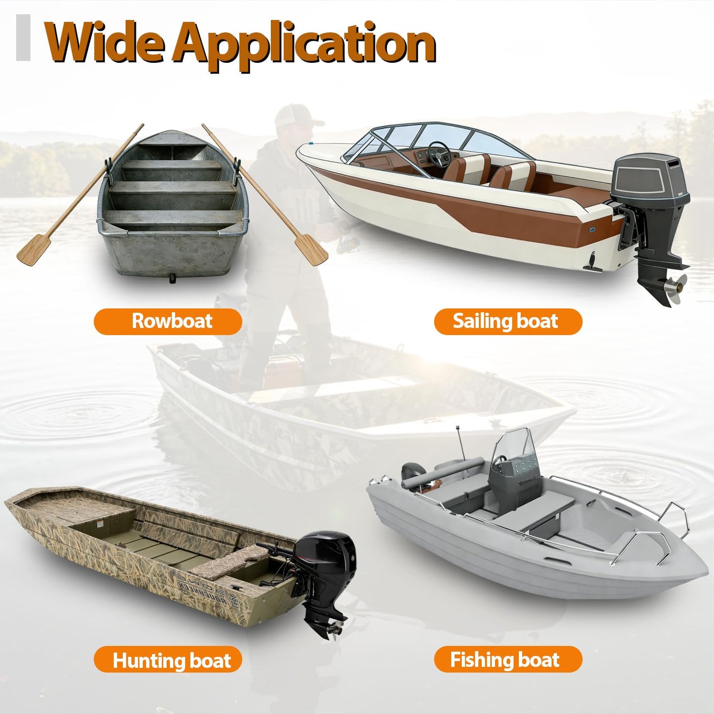Oxphanor Boat Float Pods Pair Fits 17‘ - 18’ Boats, Portable Buoyancy Pods for Pontoon, Jon & Fishing Boats, Easy Install, UV Resistant