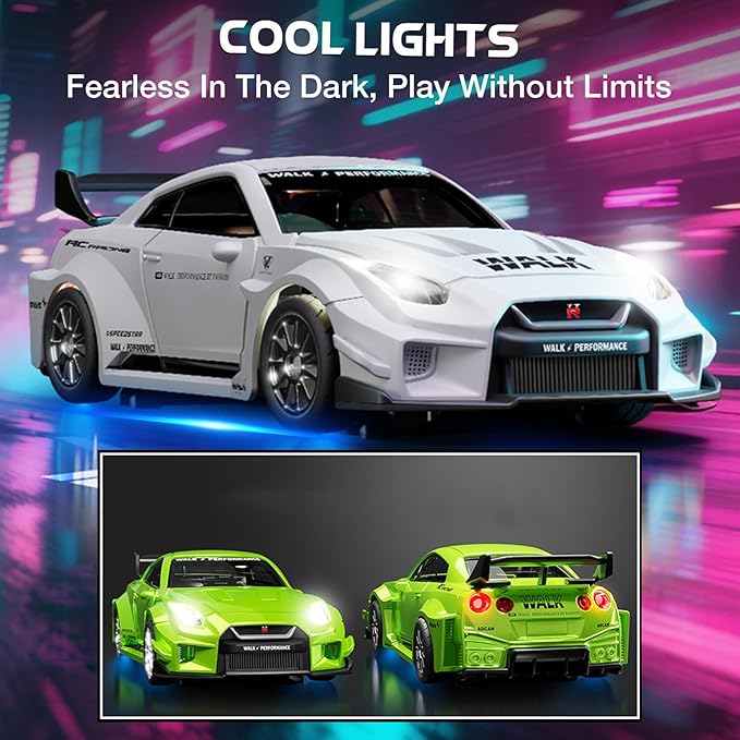 1/43 Scale RC Drift Car Mini 911 RC Model Car 2.4GHz 4WD RC Alloy Vehicles with Gyro & LED Lights for Adults Hobby Toys (Yellow)