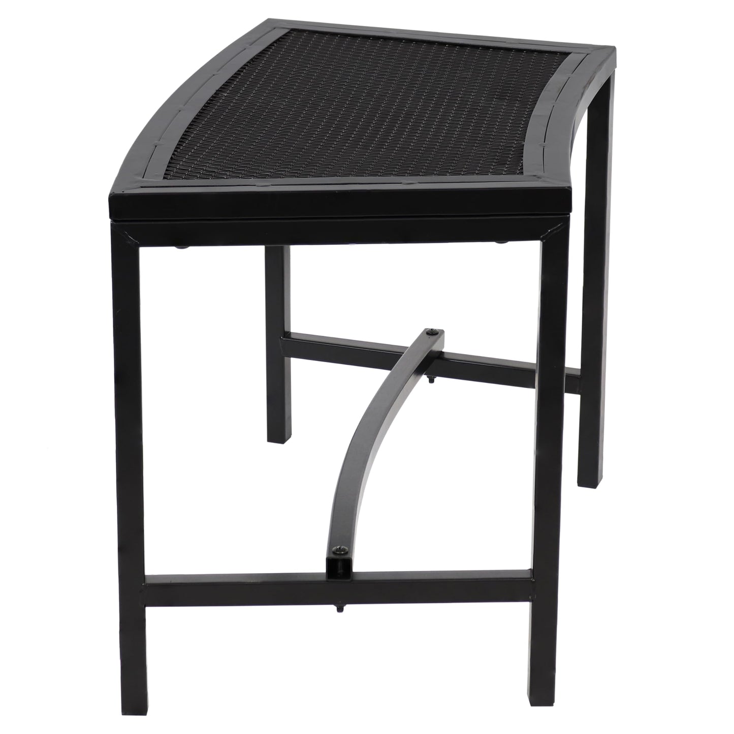 Sunnydaze Mesh Outdoor Curved Bench - Metal Patio Bench Set - Heavy-Duty Outdoor Seats for Backyard or Fire Pit - Black - Set of 2