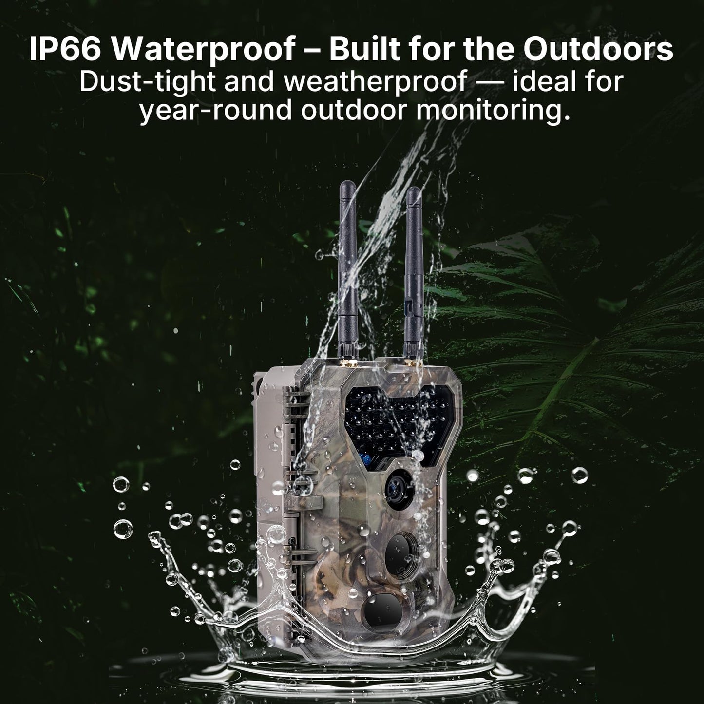 Meidase P300 Pro (Non-Cellular) WiFi Trail Camera, Dual-Antenna 165ft Range, 7800mAh Battery,Fast 0.1s Trigger Speed Motion Activated 64MP Photos, 1296p HD Video, 64GB Industrial SD Card Included